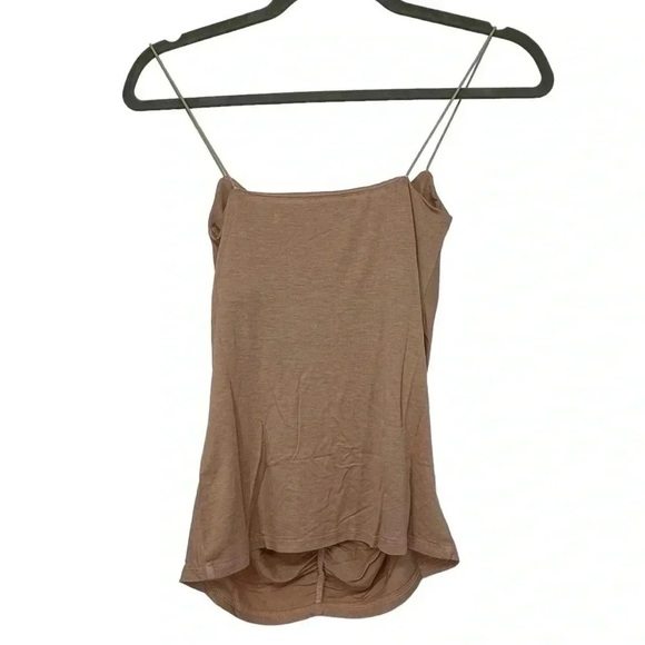 ENZA COSTA RUCHED CAMISOLE TOP SMALL DK NUDE VISCOSE LYCRA STRETCH TANK NWOT - Picture 11 of 13